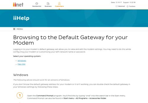 
                            5. Browsing to the Default Gateway for your Modem | iiHelp