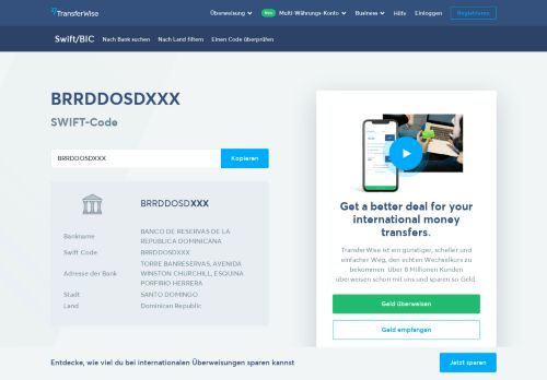 
                            6. BRRDDOSDXXX BIC/SWIFT-Code - Banco De Reservas De La ...