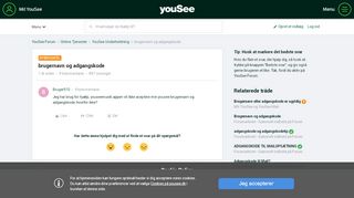 
                            10. brugernavn og adgangskode - YouSee Forum
