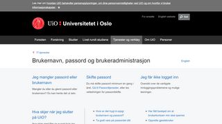 
                            7. Brukernavn, passord og brukeradministrasjon - Universitetet i Oslo - UiO