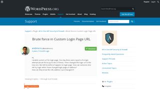 
                            8. Brute force in Custom Login Page URL | WordPress.org
