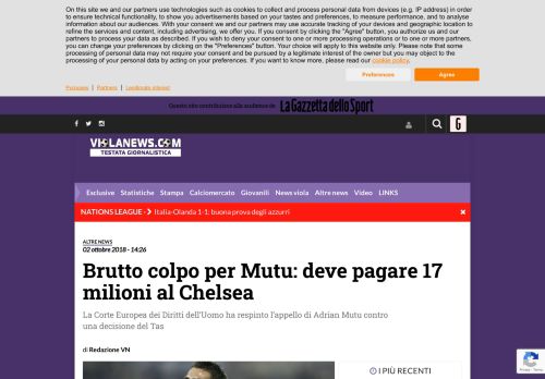 
                            3. Brutto colpo per Mutu: deve pagare 17 milioni al Chelsea - Viola News