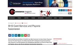 
                            9. B+S Card Service und Payone fusionieren | E-Commerce Magazin