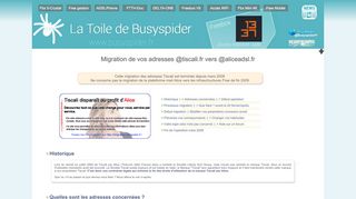 
                            10. Bs Migration adresses tiscali.fr vers aliceadsl.fr - Busyspider