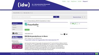 
                            12. BSCW-Anwenderforum in Bonn - IDW Online