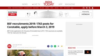 
                            9. BSF recruitments 2019: 1763 posts for Constable, apply before March ...