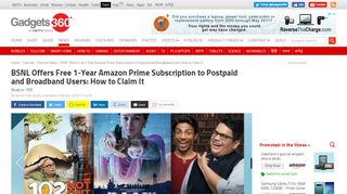 
                            13. BSNL Offers Free 1-Year Amazon Prime Subscription to Postpaid and ...