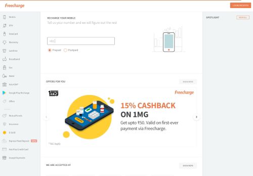 
                            9. BSNL Online Recharge - BSNL Prepaid Mobile on FreeCharge