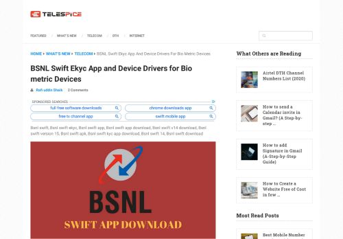 
                            3. BSNL Swift Ekyc App Version 14 Free Download (2018) - Telespice.com