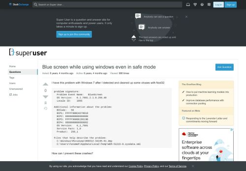 
                            8. bsod - Blue screen while using windows even in safe mode - Super User