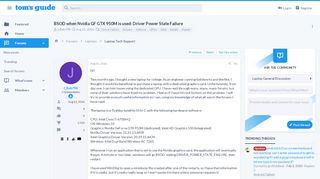 
                            4. BSOD when Nvidia GF GTX 950M is used: Driver Power State Failure ...