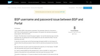 
                            5. BSP username and password issue between BSP and Portal - archive SAP