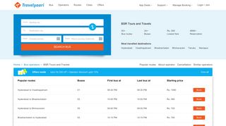 
                            10. BSR Tours and Travels Bus booking, 47 routes, 28 buses - Travelyaari