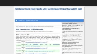 
                            5. BSSC Exam Admit Card 2018 Roll No. Online - 2019 Sarkari Naukri ...