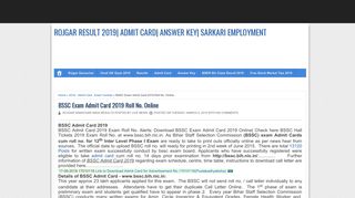 
                            10. BSSC Exam Admit Card 2018 Roll No. Online