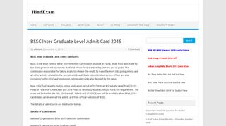 
                            4. BSSC Inter Graduate Level Admit Card 2015 at allexam.in - HindExam