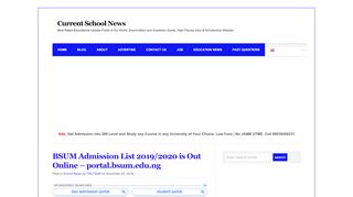 
                            8. BSUM Admission List 2018/2019 is Out Online - portal.bsum.edu.ng ...