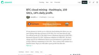 
                            4. BTC cloud mining - Hashtopia, 150 GH/s, 14% daily profit. ...