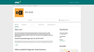 
                            7. BTC-ECHO als Arbeitgeber | XING Unternehmen