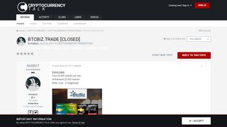 
                            3. btcbiz.trade [closed] - PROMOTIONS / OFF-SITE GIVEAWAYS / FAUCETS ...