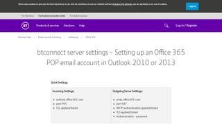 
                            11. btconnect server settings - Setting up an Office 365 POP email account ...