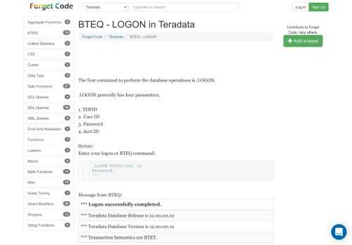
                            6. BTEQ - LOGON in Teradata - Forget Code