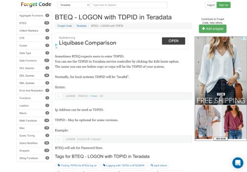 
                            7. BTEQ - LOGON with TDPID in Teradata - Forget Code