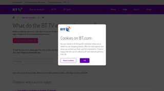 
                            10. 'BTP' error codes on BT TV | BT help