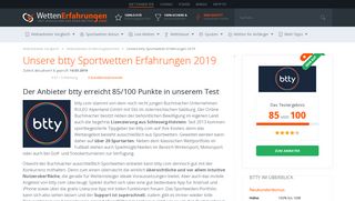 
                            10. btty Sportwetten Erfahrungen 2019 » Test & User Bewertungen