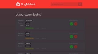
                            6. bt.wrzru.com passwords - BugMeNot