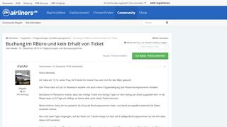 
                            6. Buchung im RBüro und kein Erhalt von Ticket - Flugbuchungen und ...