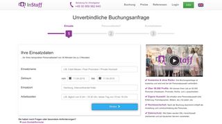 
                            5. Buchungsanfrage für Hostessen, Promoter & Aushilfen - InStaff