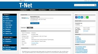 
                            11. Bucketlist.org Profile on T-Net - BC Tech News