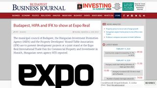 
                            8. Budapest, HIPA and IFK to show at Expo Real | The Budapest ...