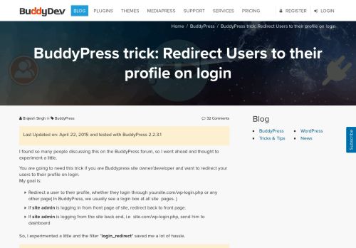 
                            9. BuddyPress trick: Redirect Users to their profile on login • BuddyDev