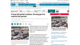 
                            12. Budget 2018: E-way bill portal crashes, forcing govt to extend trial ...