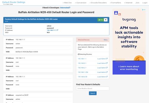 
                            9. Buffalo AirStation WZR-450 Default Router Login and Password