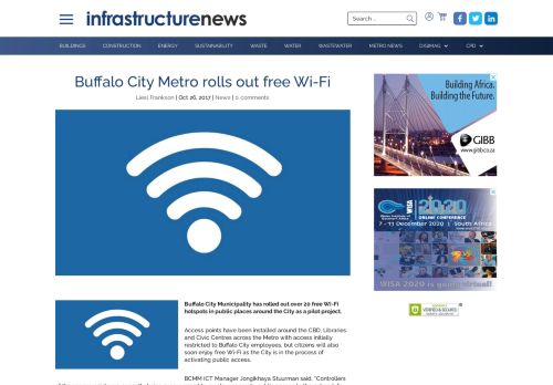 
                            12. Buffalo City Metro rolls out free Wi-Fi | Infrastructure news