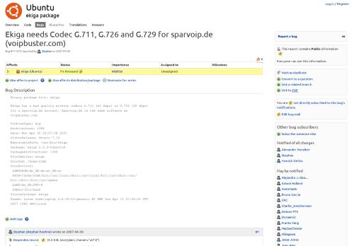 
                            12. Bug #111273 “Ekiga needs Codec G.711, G.726 and G.729 for sparvo ...