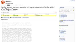 
                            9. Bug #1572824 “Samba Domain Member cannot check passwords ...