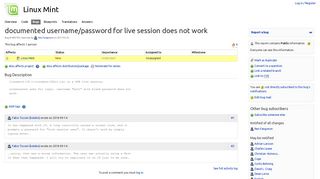 
                            9. Bug #1692702 “documented username/password for live session ...