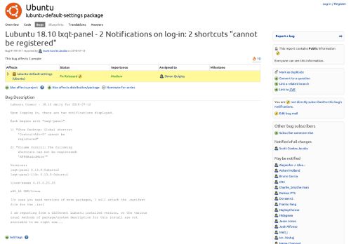 
                            8. Bug #1781511 “Lubuntu 18.10 lxqt-panel - 2 Notifications on log ...