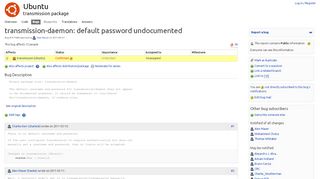 
                            7. Bug #747588 “transmission-daemon: default password ...