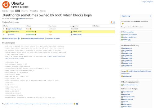 
                            9. Bug #871667 “.Xauthority sometimes owned by root, which blocks l ...