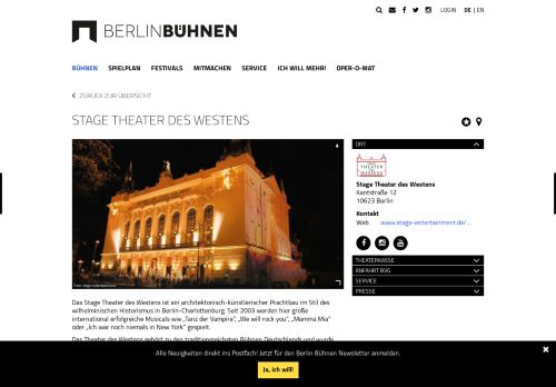 
                            10. Bühne – Stage Theater des Westens – Berlin Bühnen