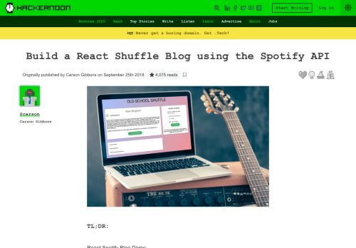 
                            12. Build a React Shuffle Blog using the Spotify API – Hacker Noon