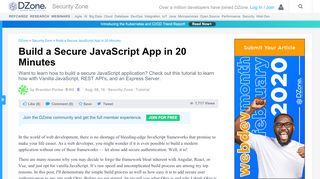 
                            5. Build a Secure JavaScript App in 20 Minutes - DZone Security