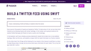 
                            9. Build a Twitter feed using Swift - Pusher