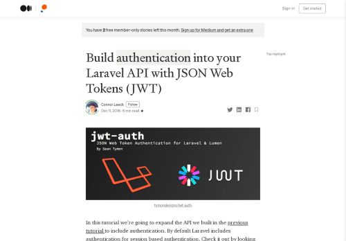 
                            4. Build authentication into your Laravel API with JSON Web ...