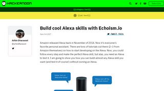
                            9. Build cool Alexa skills with Echoism.io – Hacker Noon